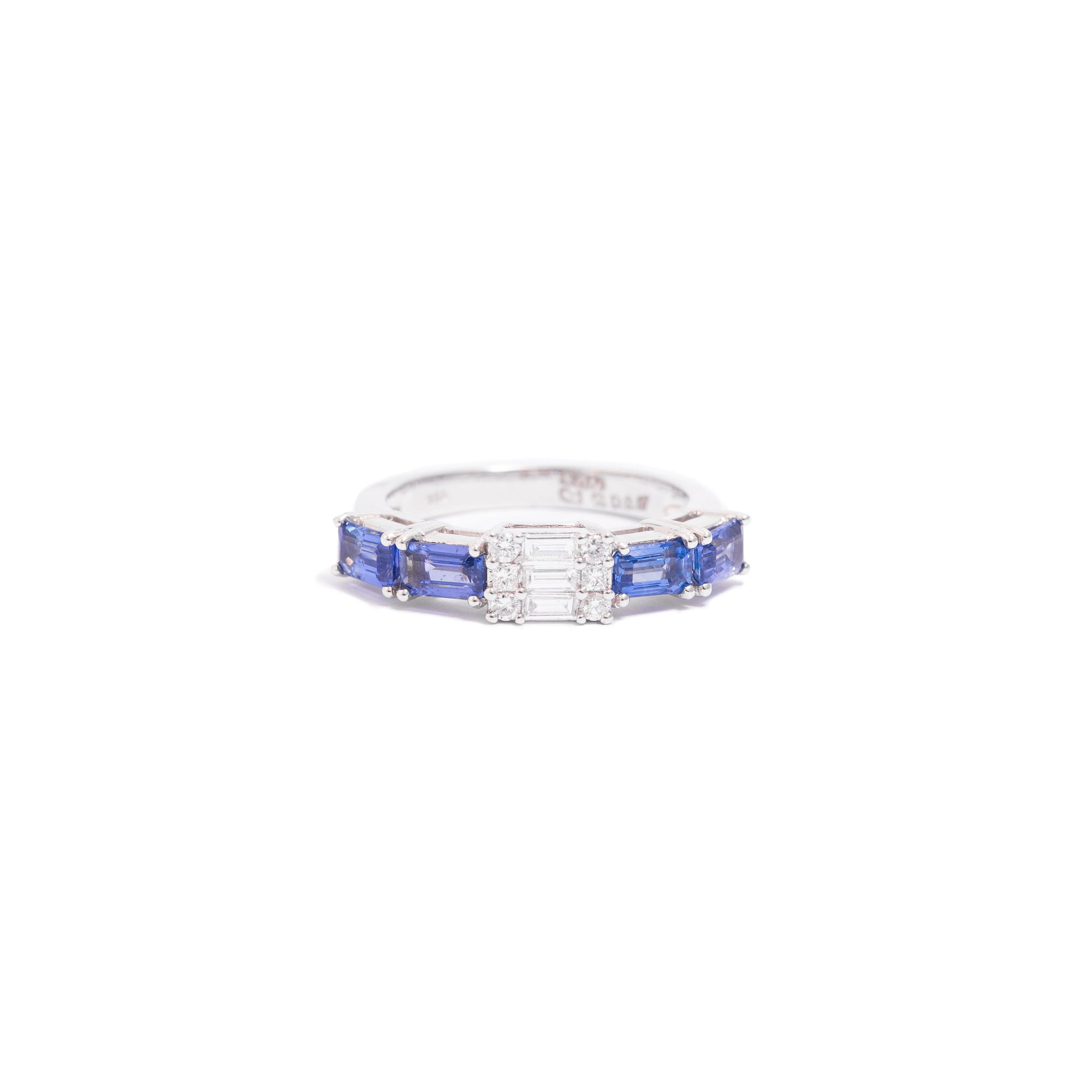Anillo Diamantes y Zafiros Azul