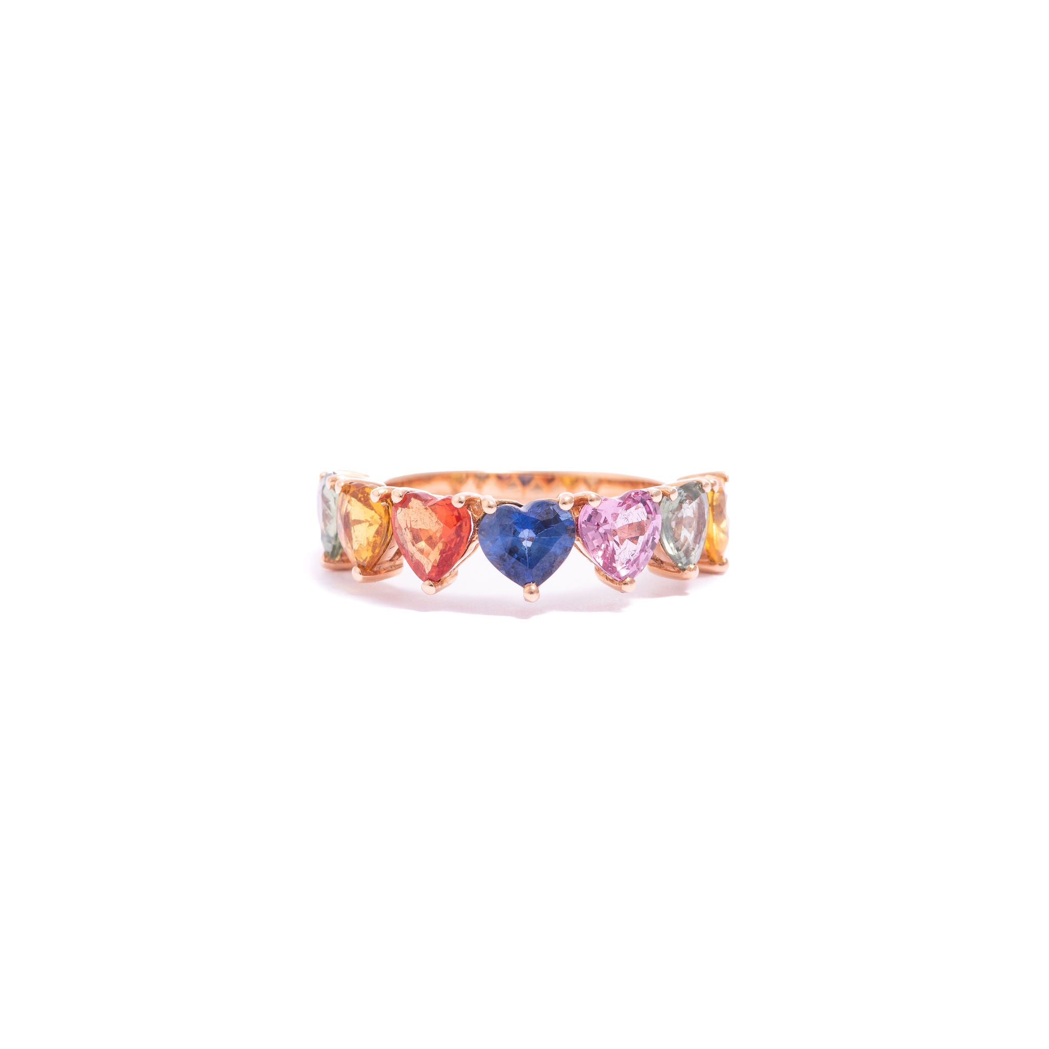 Anillo Corazones Zafiros Multicolor