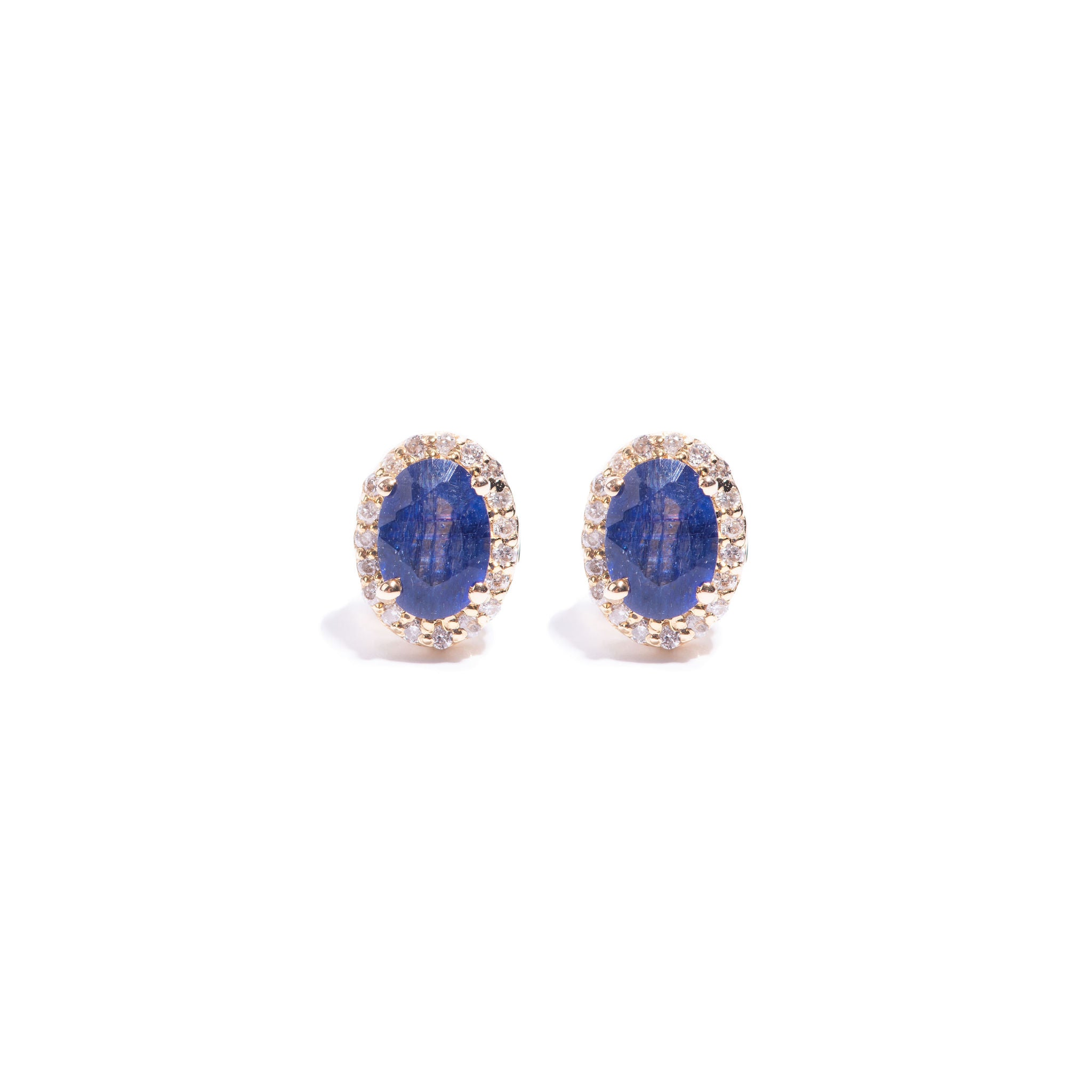 Aretes Diamantes y Zafiro Azul