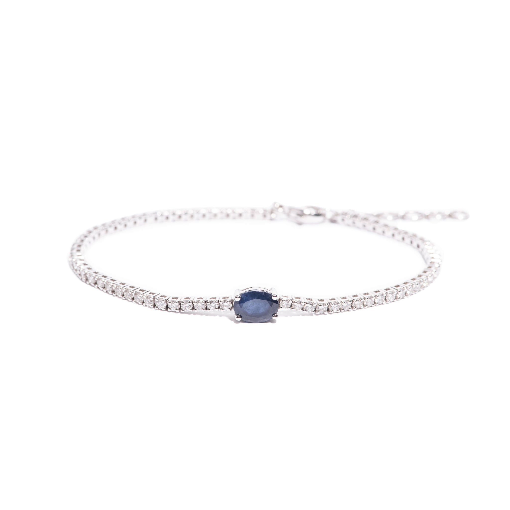 Pulsera Diamantes y Zafiro Azul