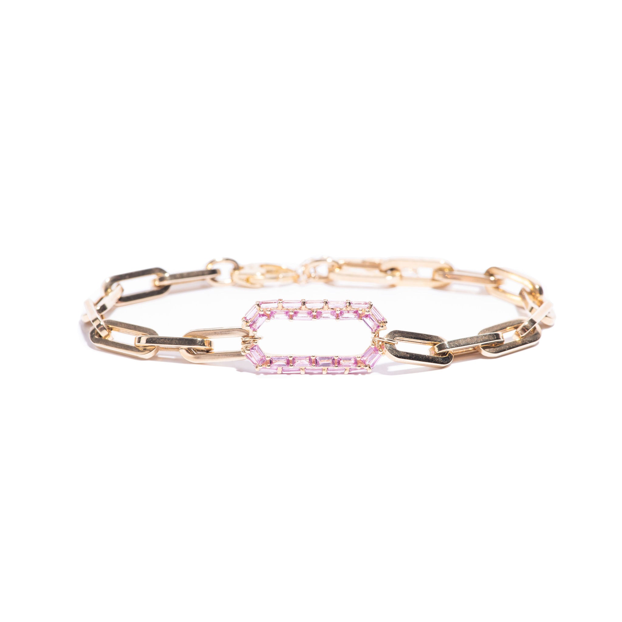 Pulsera Eslabón Zafiro Rosa