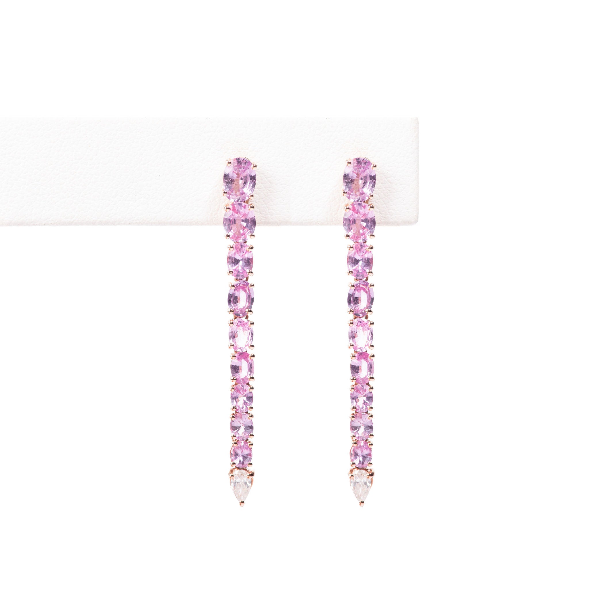 Aretes Zafiros Rosa y Diamantes