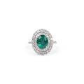 Anillo Esmeralda Ovalado Doble Halo