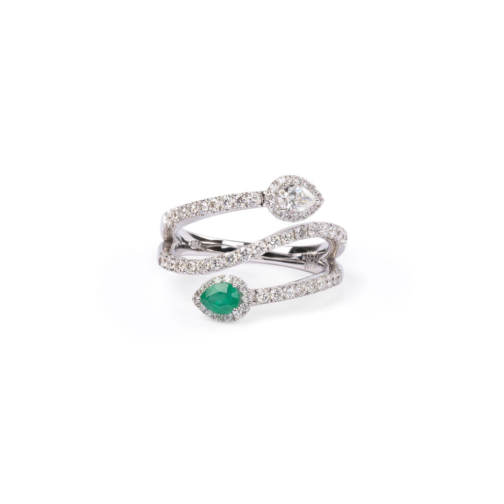 Anillo Esmeralda y Diamantes