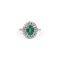 Anillo Esmeralda Ovalado con Diamantes Doble Halo*