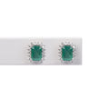 Aretes Esmeralda Rectangular Halo Diamantes