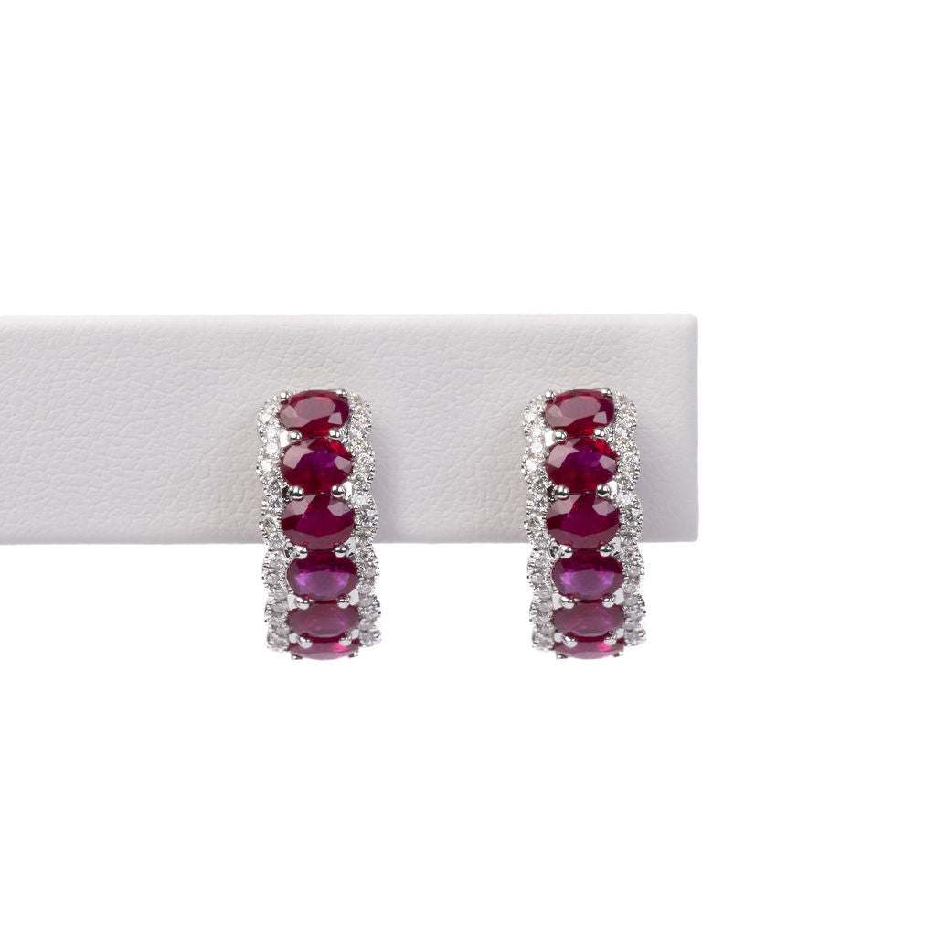 Aretes Arracada Rubi y Diamantes