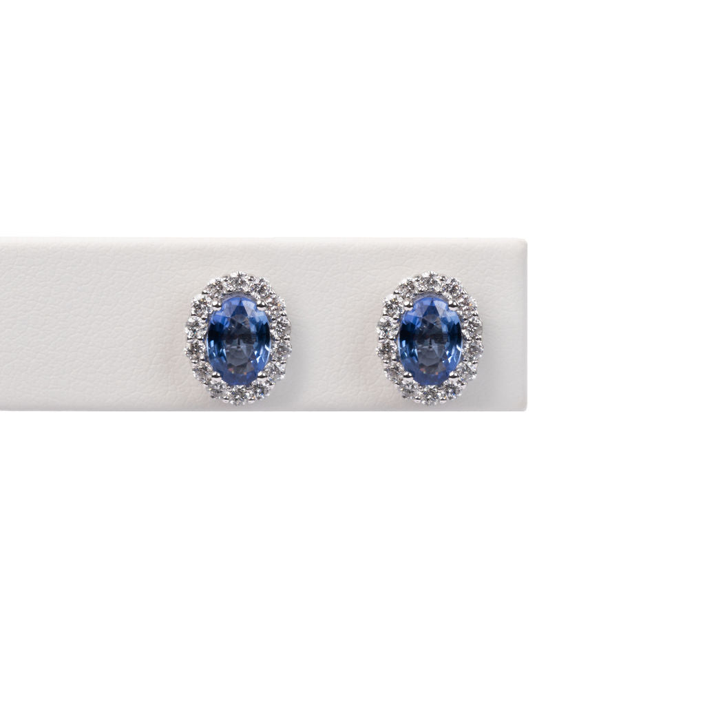 Aretes Zafiro Azul y Diamantes