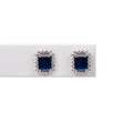 Aretes Zafiro Azul Rectangular y Diamantes