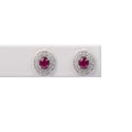 Aretes Rubi Ovalado y Diamantes Doble Halo