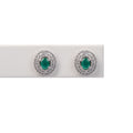 Aretes Esmeralda Ovalado y Diamantes Doble Halo