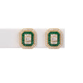Aretes Diamantes y Esmeraldas Cushion Rectangular