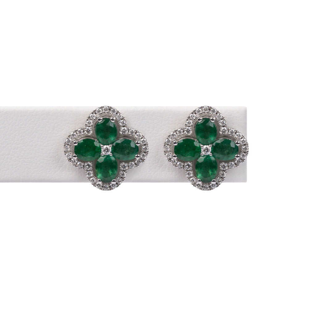Arete Esmeralda Trebol y Diamantes