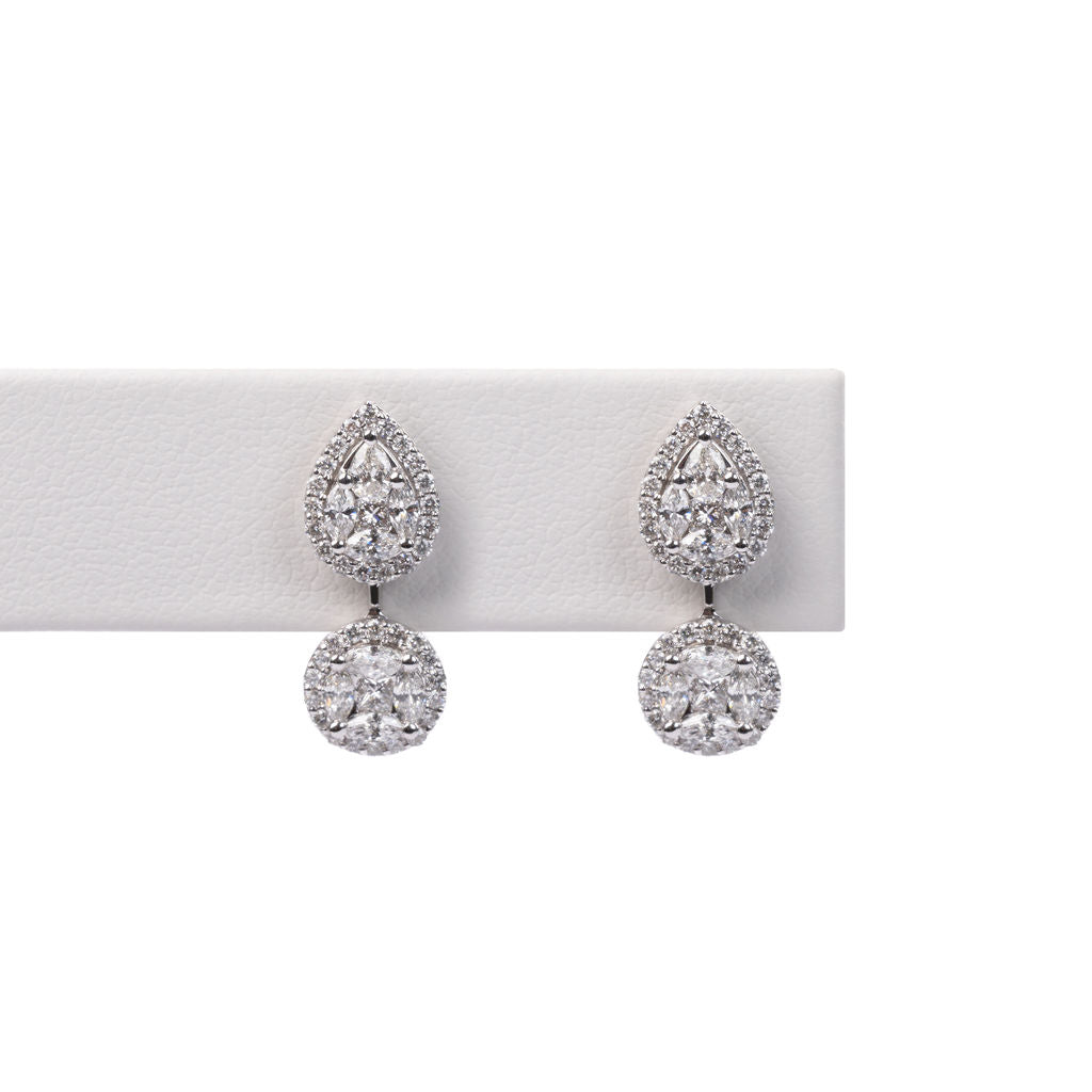 Aretes Diamantes Gota y Redondo