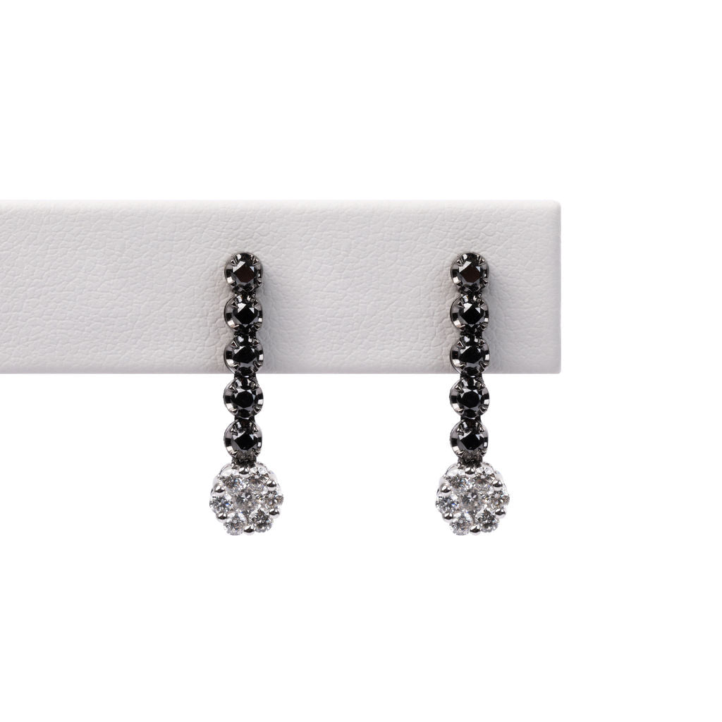 Aretes Diamantes Negros y Blanco