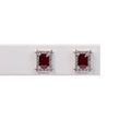 Aretes Rubi y Diamantes Rectangulares