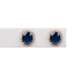 Aretes Zafiro Azul y Diamantes Ovalado