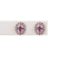Aretes Zafiro Rosa y Diamantes Ovalado