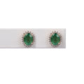 Aretes Esmeralda y Diamantes Ovalado
