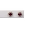 Aretes Rubi y Diamantes Redondo