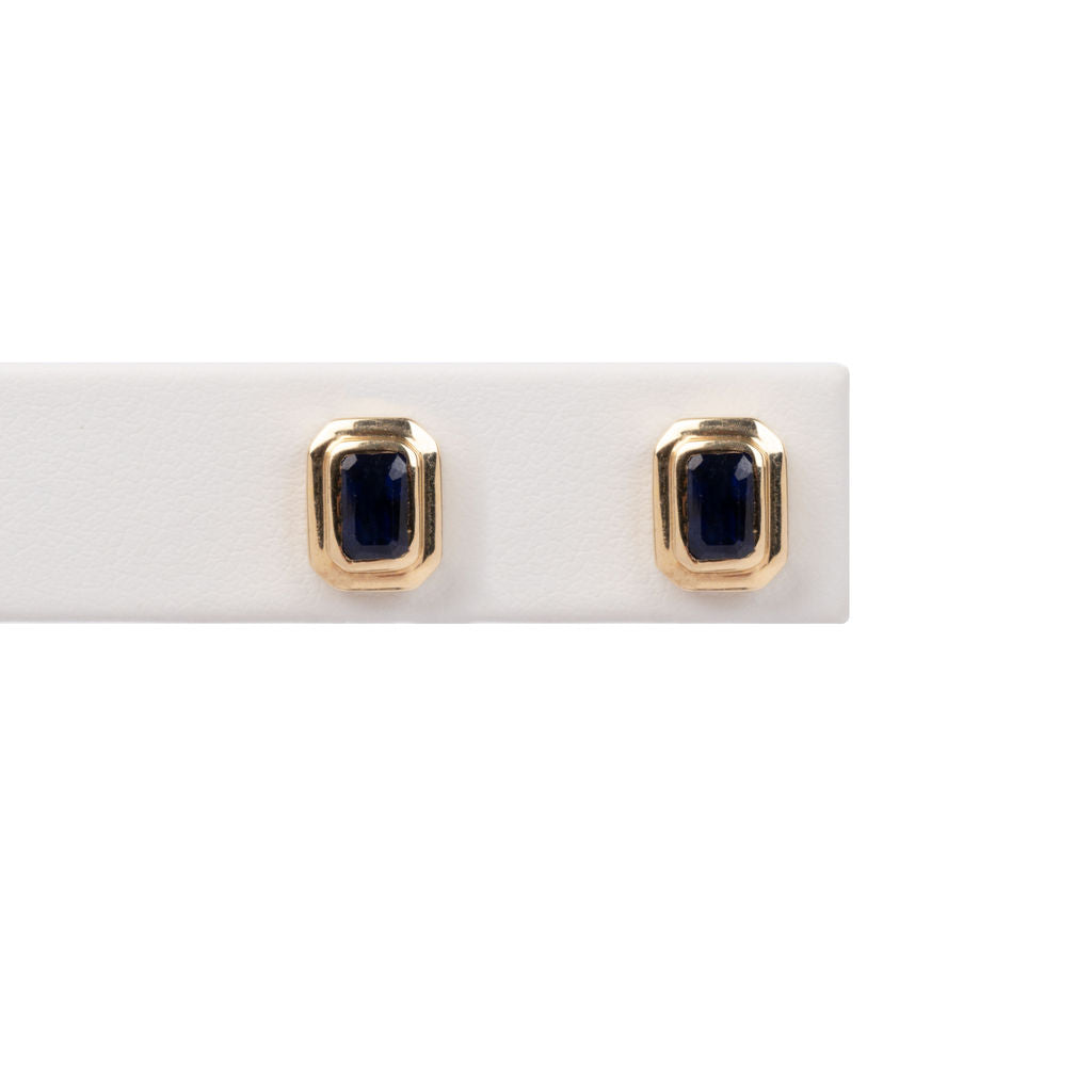 Aretes Zafiro Azul Cushion Rectangular Bisel