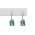 Aretes Esmeralda y Diamantes Colgante