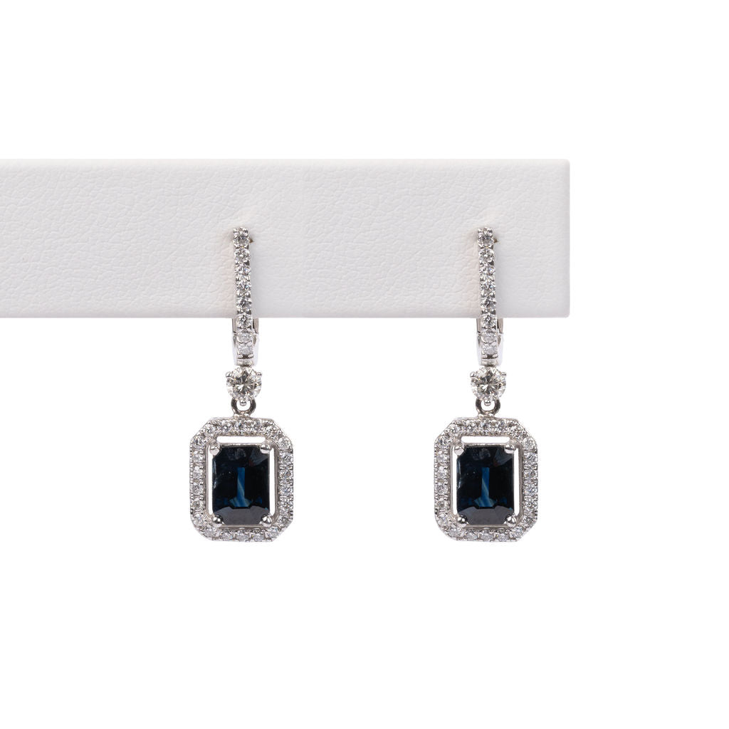 Aretes Zafiro Azul y Diamantes*