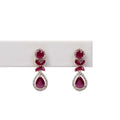 Aretes Rubi y diamantes gota