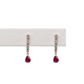 Aretes Rubi y Diamantes Arracada Gota