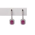 Aretes Rubi y Halo Diamantes