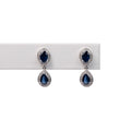 Aretes Zafiro Azul y Diamantes Gota