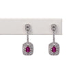 Aretes Rubi y Halo Diamantes
