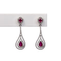 Aretes Rubi con Diamantes Gota
