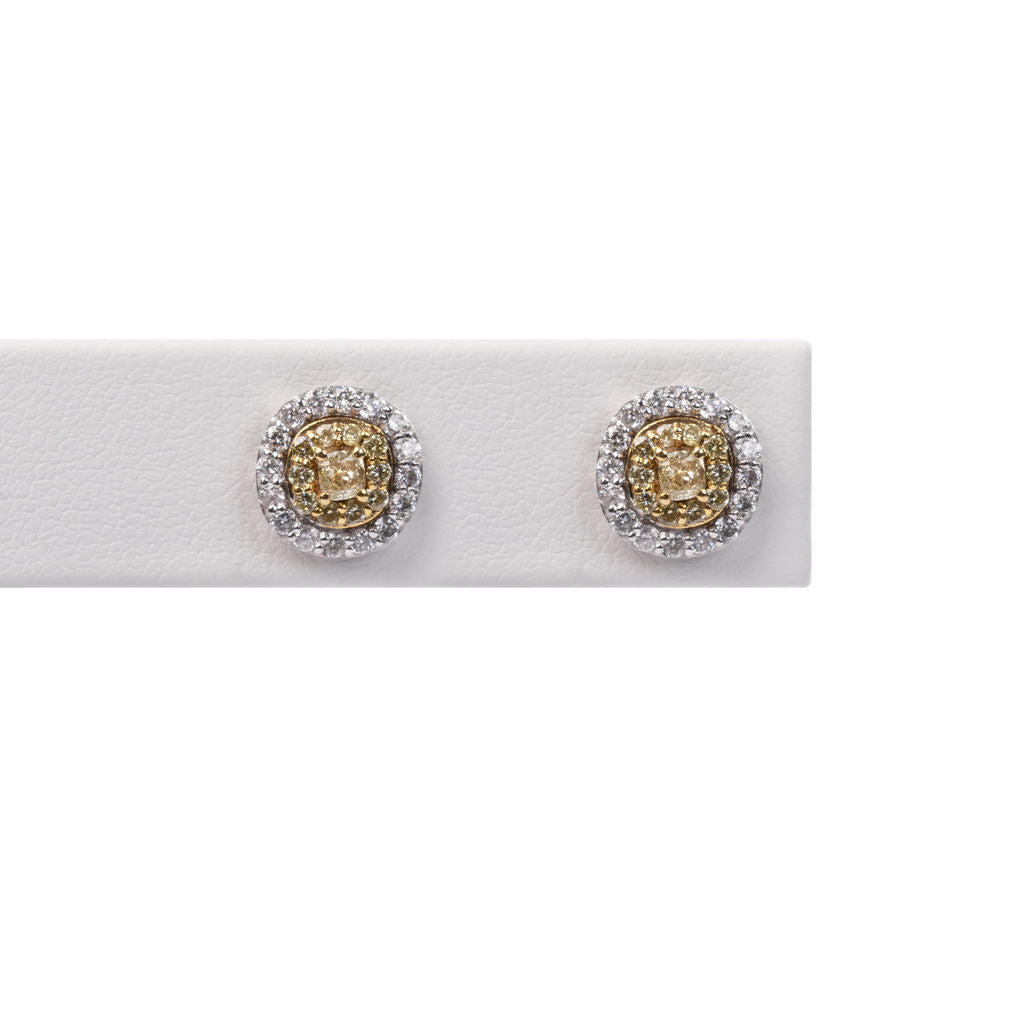 Aretes Diamantes Amarillo y Blanco