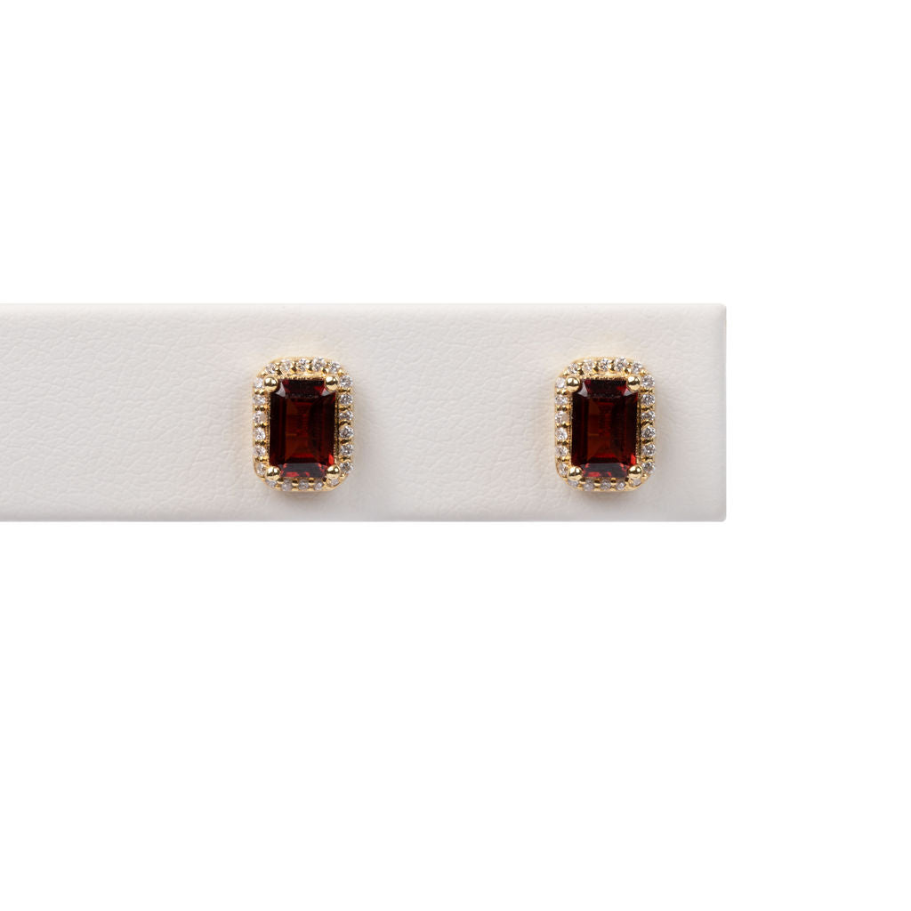 Aretes Granate y Diamantes