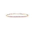 Pulsera Zafiro Rosa y Cadena Paperclip