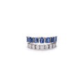 Anillo Zafiro Azul y Diamantes Doble