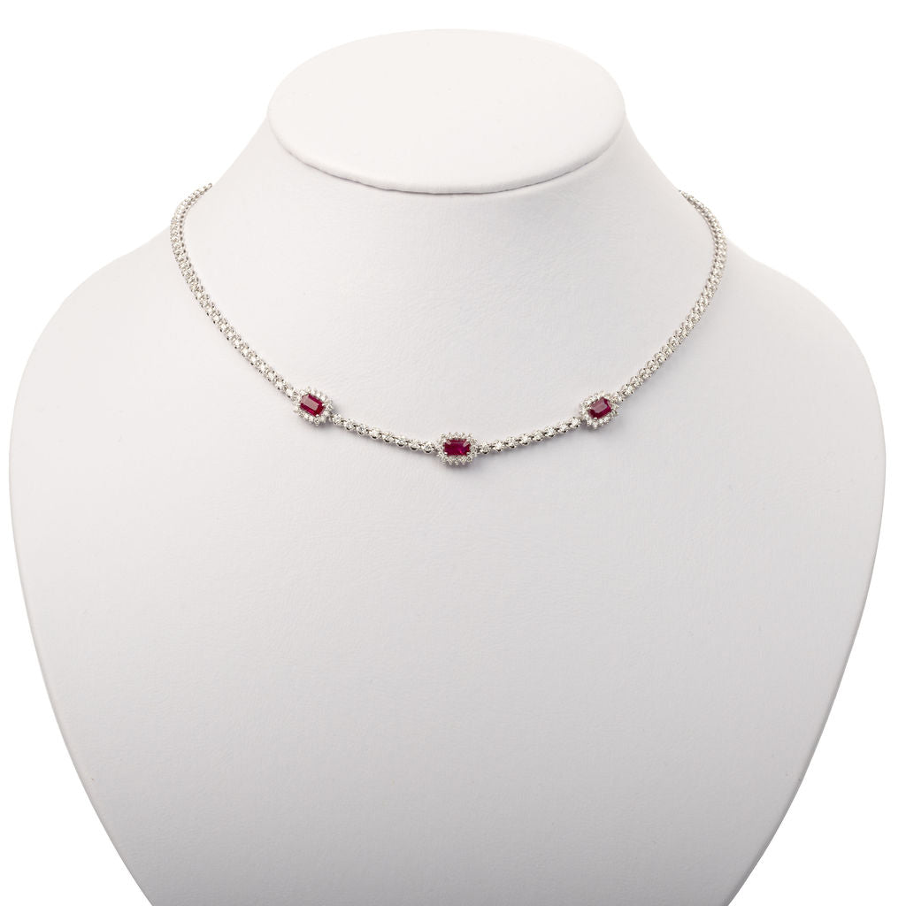 Collar Diamantes y Rubi