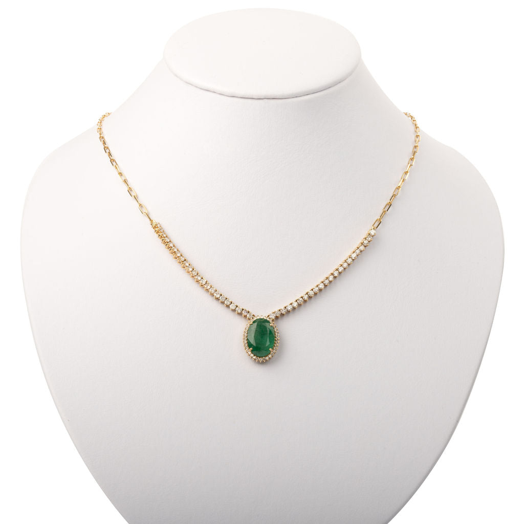 Collar Diamantes Pendiente Esmeralda
