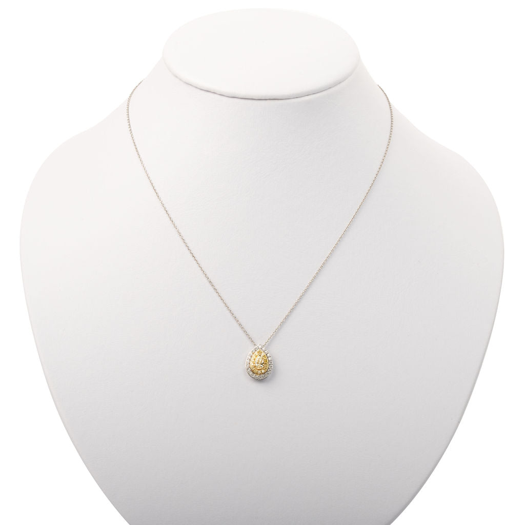 Collar Pendiente Gota Diamantes Amarillos