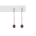 Aretes Rubi y Diamantes Gota Largo
